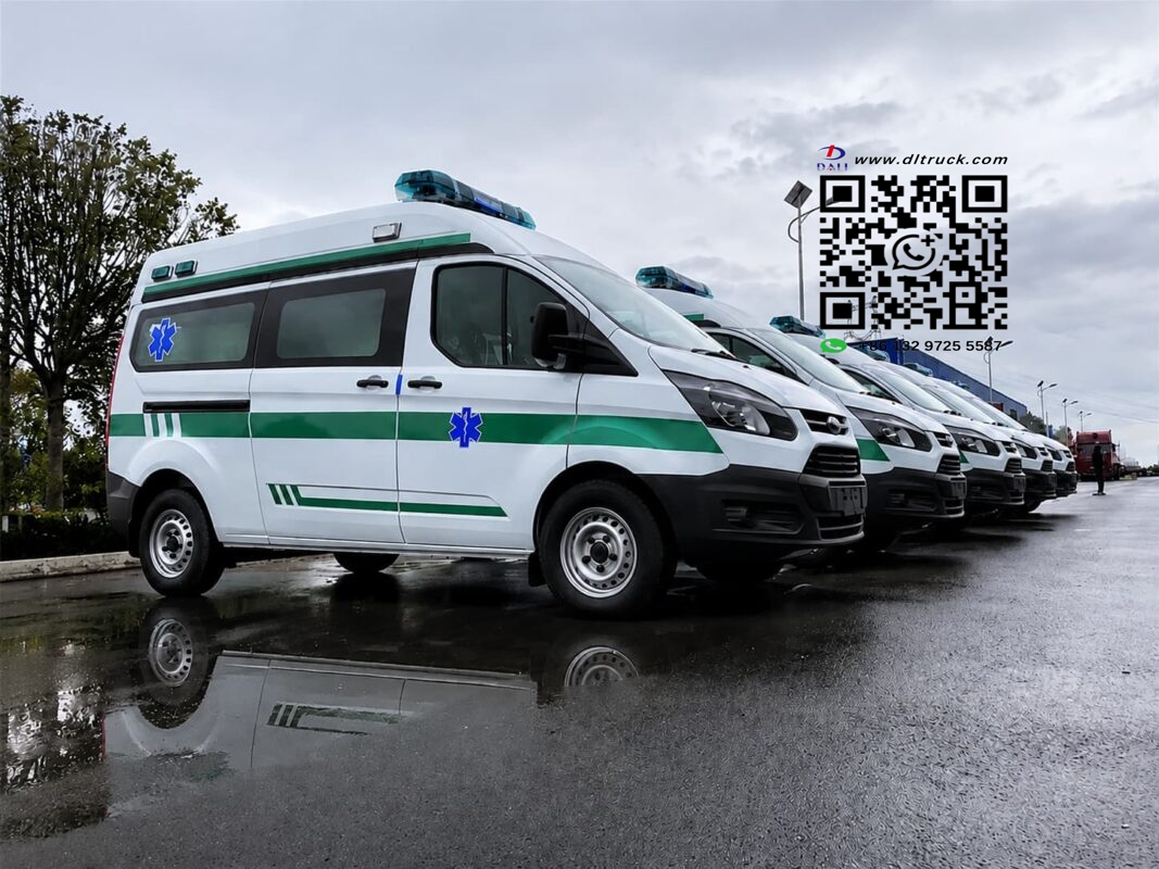 Five Ford V362 patient transport ambulances prepared for a Mongolia hospital project