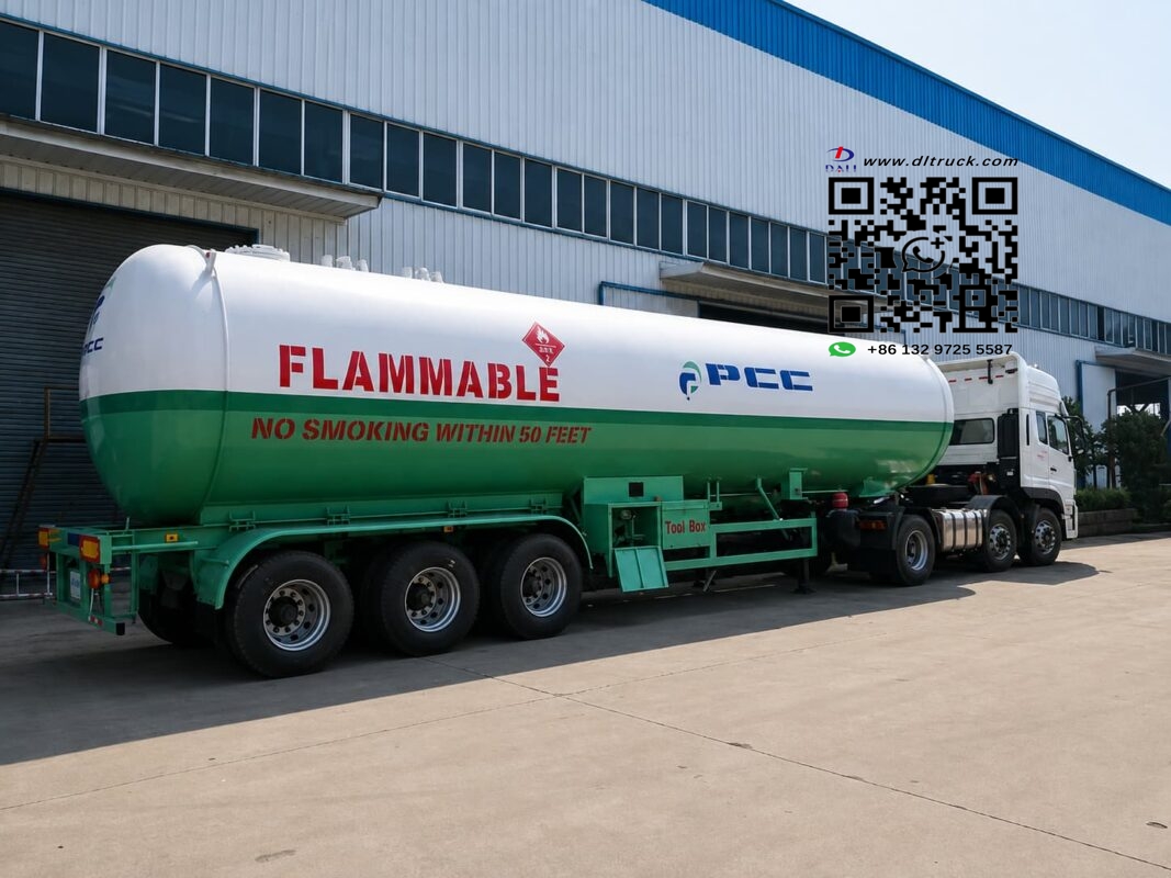 LPG road tanker trailer showing high-capacity tank configuration