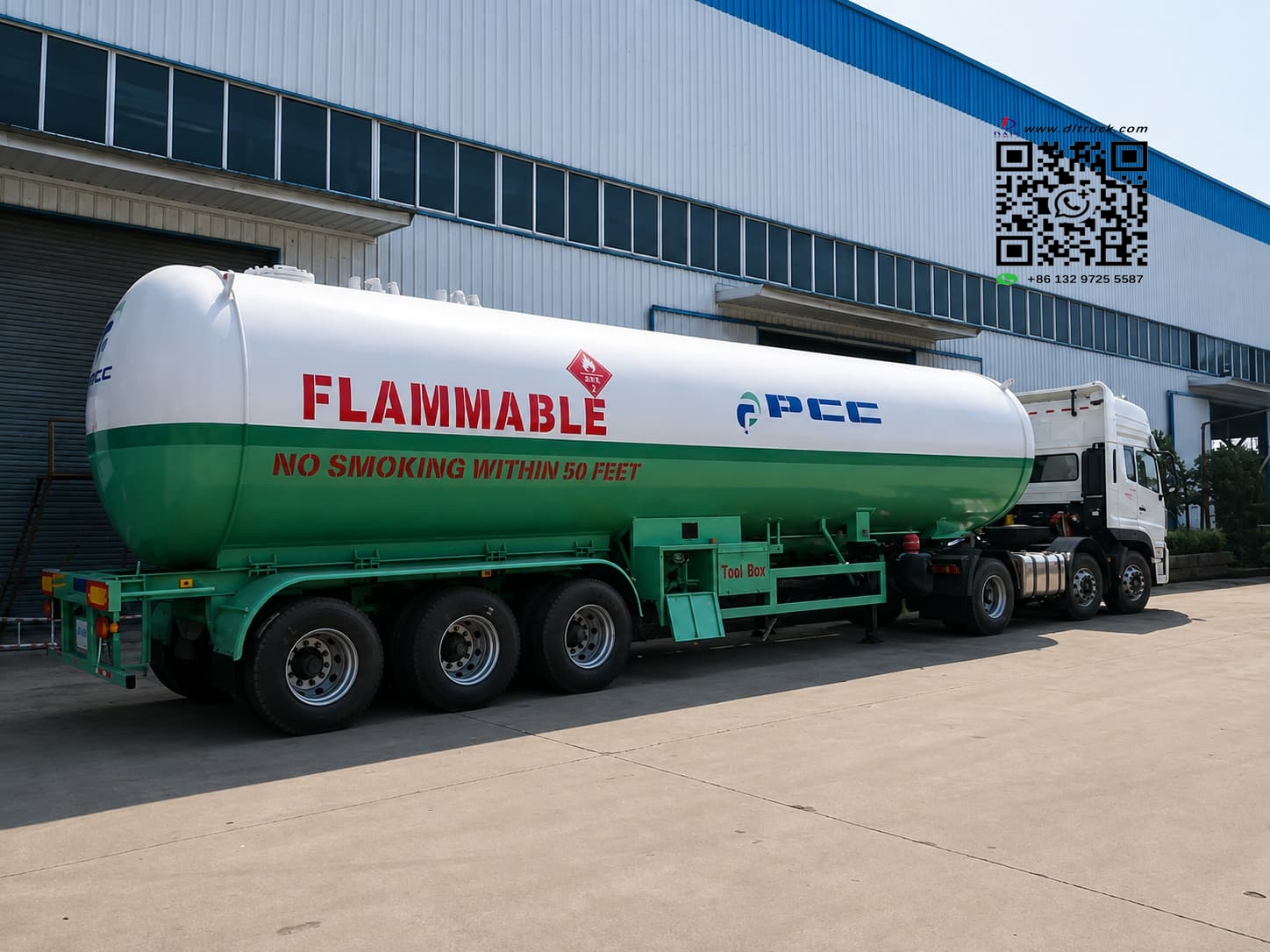 LPG road tanker trailer showing high-capacity tank configuration