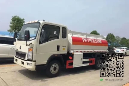 HOWO fuel dispenser truck side view with 5000L carbon steel tank