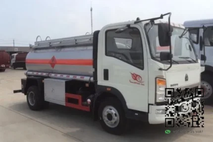 Chengli fuel tanker rear view showing outlet inlet and fire extinguisher