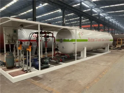Chengli 10 ton LPG skid station carbon steel tank exterior view