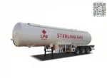 3 axle 30tons LPG tank trailer side view showing cylindrical tank body