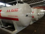 5 tons LPG skid station side view showing tank and pump assembly