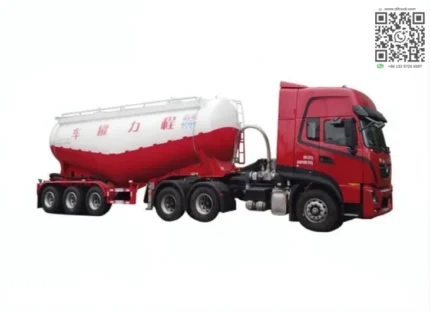 Side view of 27500L bulk cement tanker semi-trailer with V-type tank