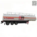 Elliptical petroleum tanker semi trailer on road