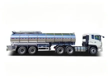 Side view of 27cbm oval milk tank semi-trailer body