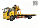 J6L flatbed tow truck with knuckle boom crane