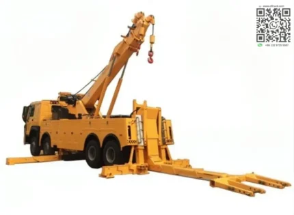 Sinotruk HOWO 50T rotary boom wrecker tow truck side view