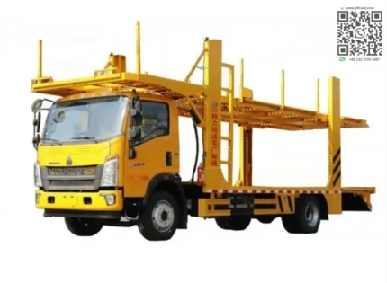 HOWO 3-4 units SUV car carrier truck side view on road
