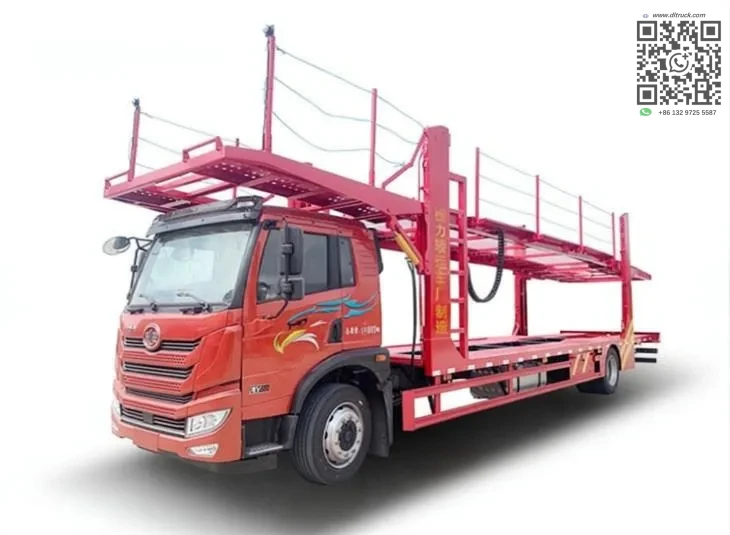 China FAW 5-6 Units Cars Transport Hauler - Good Price from Chengli Factory 1 FAW J6L car carrier truck side view with hydraulic decks