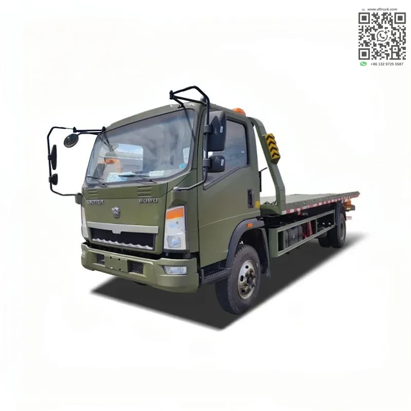 China HOWO 6-Ton Capacity Flatbed Tow Truck - CHENGLI Factory 1 Front view of CHENGLI HOWO flatbed tow truck