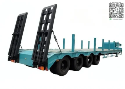 Chengli 4 axle 60 ton lowbed low loader semi trailer side view