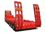 3 lines 6 axles lowbed semi trailer side view showing concave structured platform
