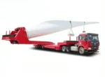 5 axle wind turbine blade lowbed trailer side view showing turntable