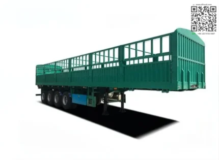 Side view of 4-axle 80T fence stake semitrailer with stake walls
