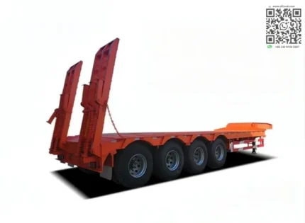 4 axle low bed semi trailer with excavator on deck
