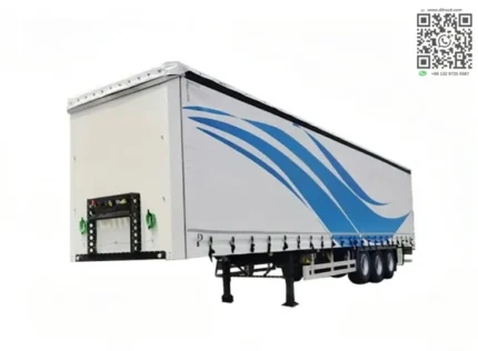 White and blue side curtain on Chengli semi trailer