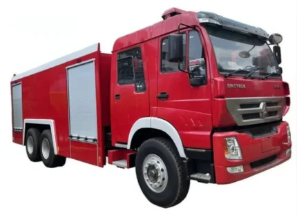 HOWO 12-ton fire truck side view in red paint