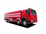 Sinotruk HOWO 20 ton foam fire truck side profile view showing dual row cabin