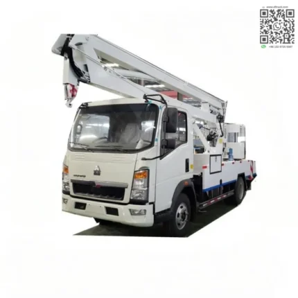 HOWO 45FT 14m aerial bucket truck with elevated platform at full working height