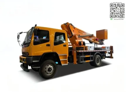 ISUZU 34m aerial working truck front view showing cabin