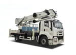 ISUZU 36m boom lift truck side view on road