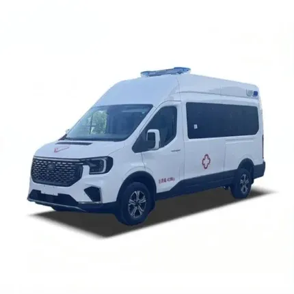Ford V363 intensive care ambulance with white body and Red Cross markings