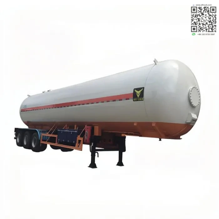 China Vietnam 3 Axle 54M3 54000Liters LPG Gas Transport Tanker Semi Trailer - Good Price - Chengli 1 Side view of 54m3 LPG tanker semi trailer on three axles