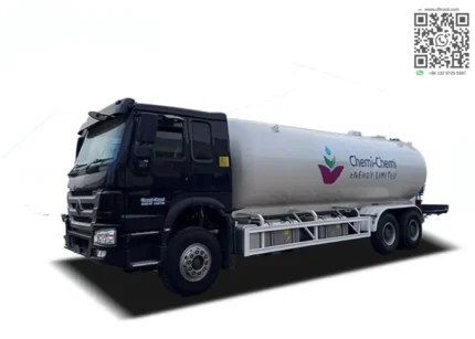 Side view of LPG tanker truck showing equipment and valve box placement