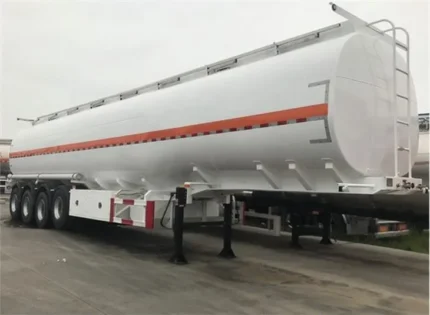 Top view of 45000L fuel tanker with aluminum manhole covers