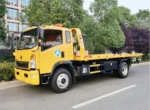 Steel flatbed platform with loading ramp on HOWO wrecker truck