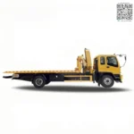 Tilt bed mechanism on 8 ton wrecker showing inclined loading position