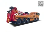 Two section telescopic boom lifting arm assembly on wrecker