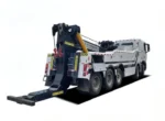 Integrated crane and winch system on wrecker truck rear