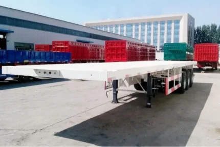 Heavy-duty I-beam chassis frame of flatbed trailer