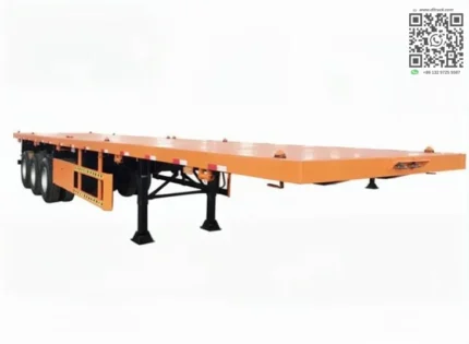 3-axle flatbed trailer side view showing FUWA suspension system