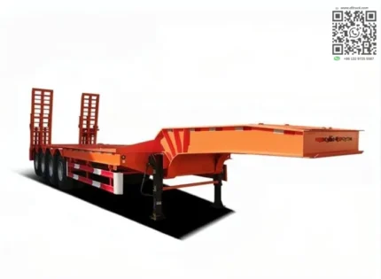 Steel chassis and main beam detail of low bed trailer
