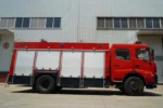 Rear view of Chengli water fire truck with tank and pump panel
