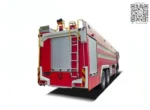 Rear pump compartment with aluminum alloy shutters on foam fire truck