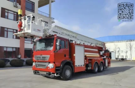 Telescopic ladder mechanism on the aerial fire truck