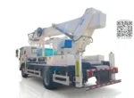 Articulated knuckle boom with three telescopic sections fully extended upward