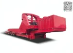 Wind turbine blade trailer rear ramps in lowered position