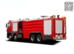 Fire truck chassis and wheelbase configuration on display at factory