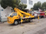 Aerial work platform bucket raised to working height
