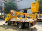Extended telescopic boom on ISUZU aerial work truck