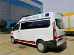 Front exterior view of Ford V362 ambulance at Chengli manufacturing facility
