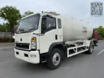 LPG tanker truck rear view showing level gauge and safety valves