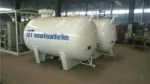 Rear safety markings and piping connections on the LPG tanker