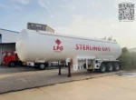30 tons LPG tank trailer front view with tank head and fittings